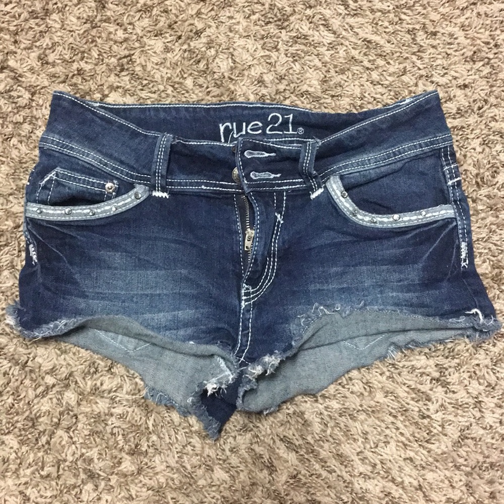 Blue Jean Shorts with Rhinestones
